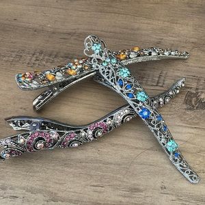 Rhinestone Metal Hair Clips Jeweled